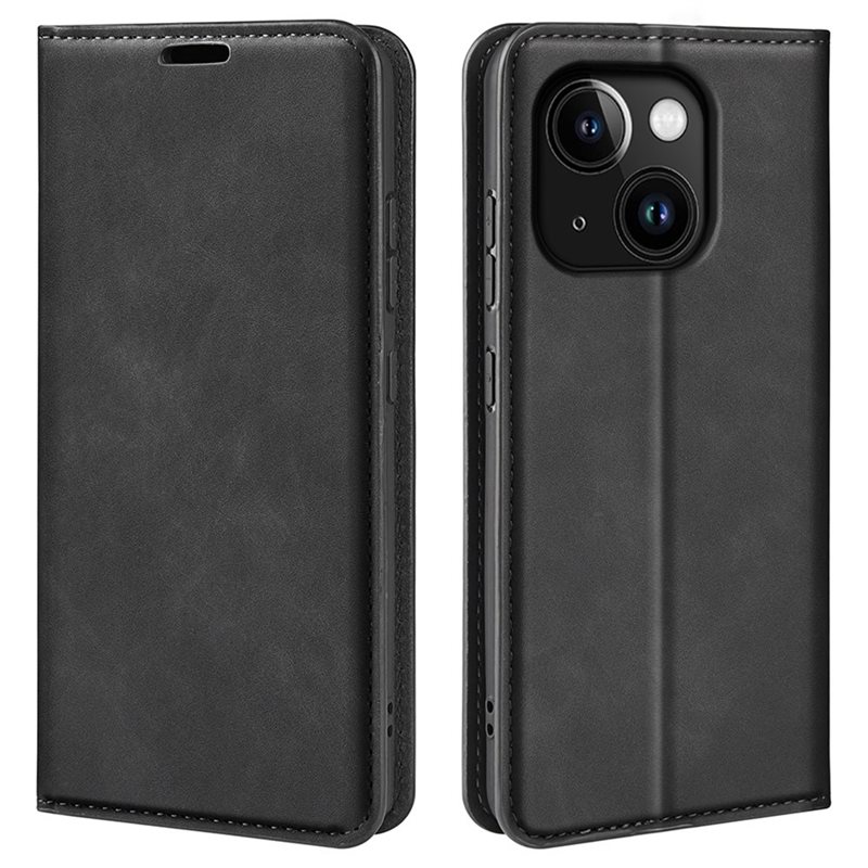 iPhone 15 Plus Slimmat fodral med kortfack, Svart - Plånboksfodral i slimmad design