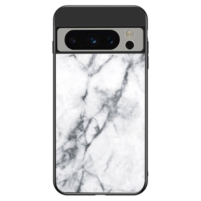 Google Pixel 8 Pro Mobilskal med baksida av glas, vit marmor - Snyggt mobilskal med mönster