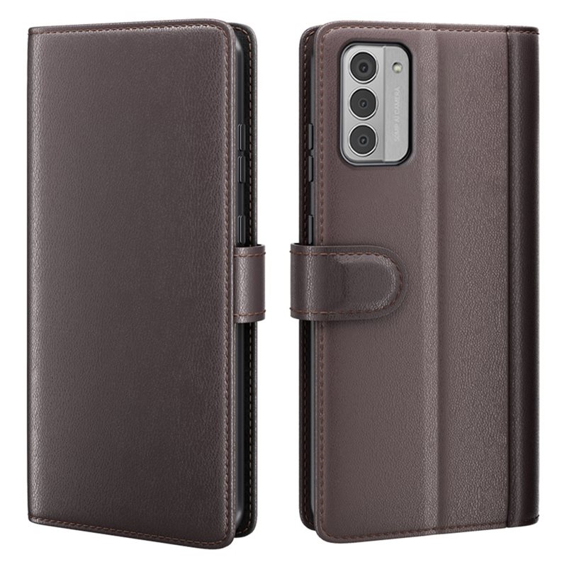 Nokia G42 Plånboksfodral i Äkta Läder, Brun - Stilrent plånboksfodral med plats för sedlar och kort