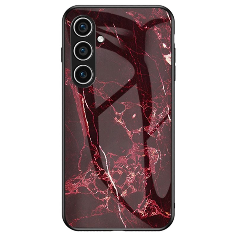 Samsung Galaxy S24 Mobilskal med baksida av glas, röd marmor - Snyggt mobilskal med mönster