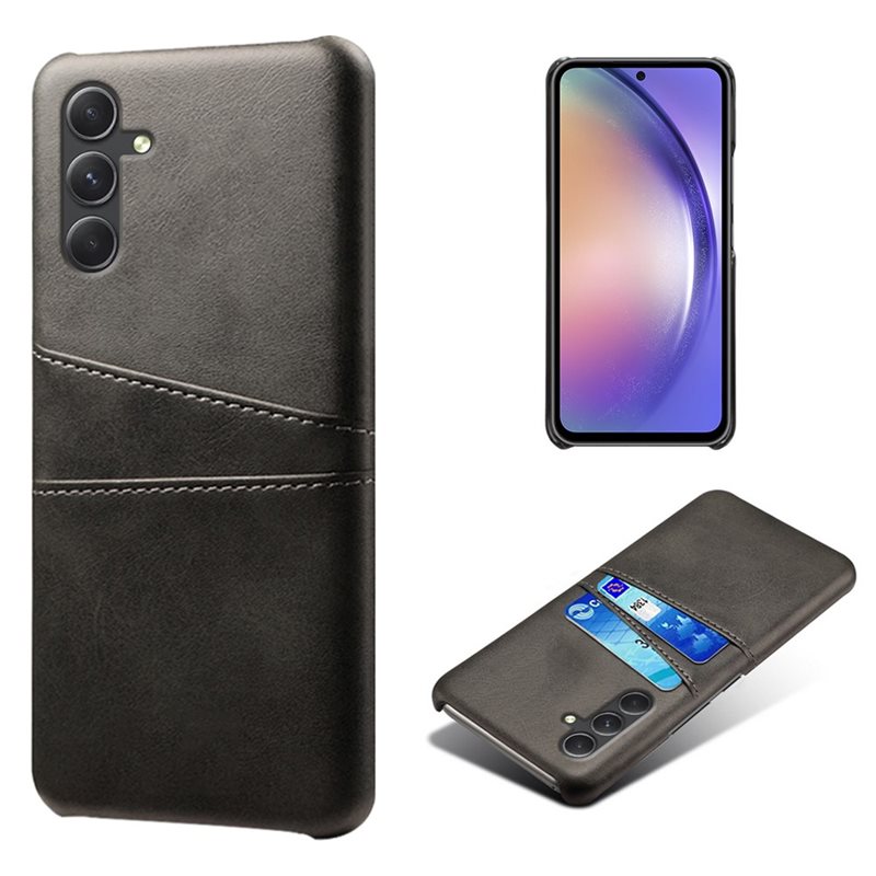 tectTech Samsung Galaxy A55 Snyggt skal med 2 kortfack, Svart - Mobilskal med korthållare