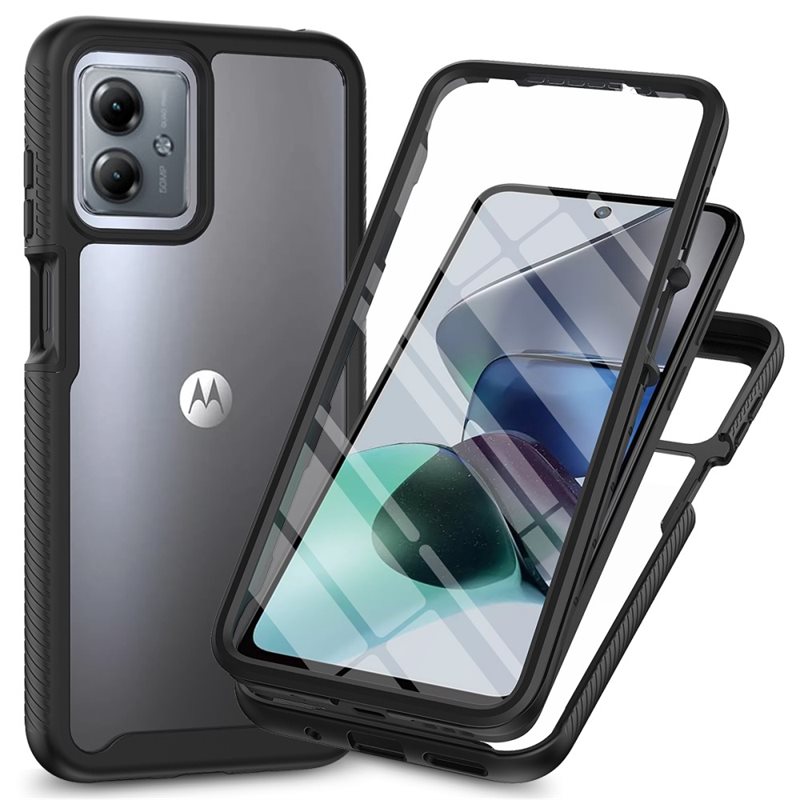 Motorola Moto G54 Mobilskal Full Protection, Svart - Heltäckande skal med integrerat skärmskydd