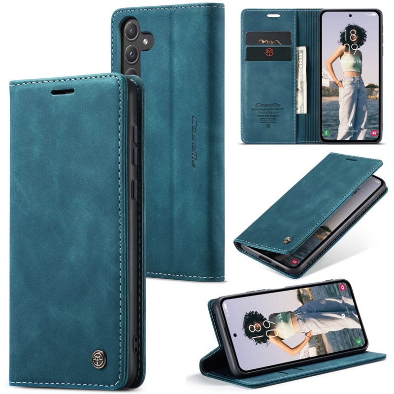 CaseMe Samsung Galaxy A55 Slimmat plånboksfodral, Blå - Tunt mobilfodral med plånbok
