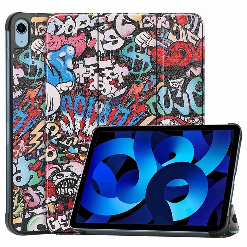 Apple iPad 10.9 10th Gen (2022) Tri-Fold Fodral, Graffiti - Skyddande fodral med stödfunktion
