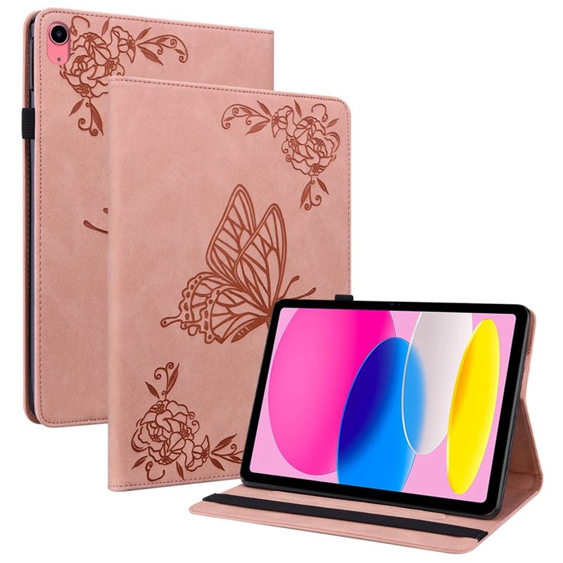 Apple iPad 10.9 10th Gen (2022) Fodral med fjärilar, Rosa - Skyddande fodral i fin design