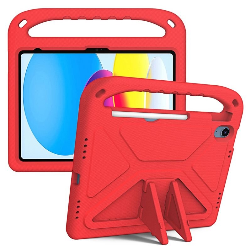iPad 10.9 10th Gen (2022) Stöttåligt skal/fodral med handtag - Perfekt för barn, röd