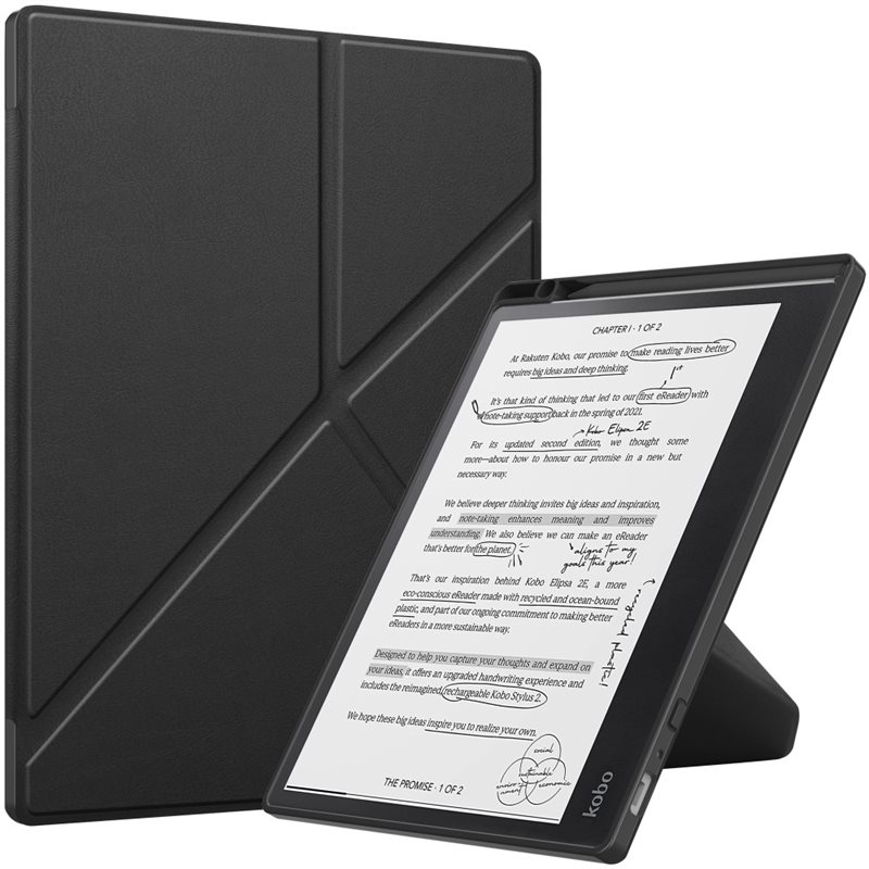 Kobo Elipsa 2E Fodral med ställfunktion, svart - Skyddande fodral