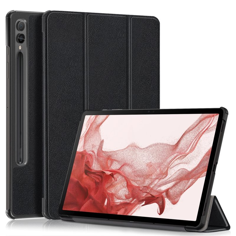Samsung Galaxy Tab S9 Plus Tri-Fold Fodral, Svart - Skyddande fodral med stödfunktion