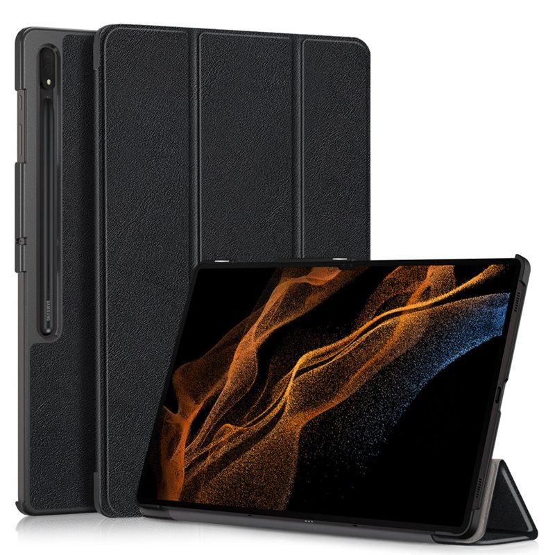 Samsung Galaxy Tab S10 Ultra Tri-Fold Fodral, Svart - Skyddande fodral med stödfunktion