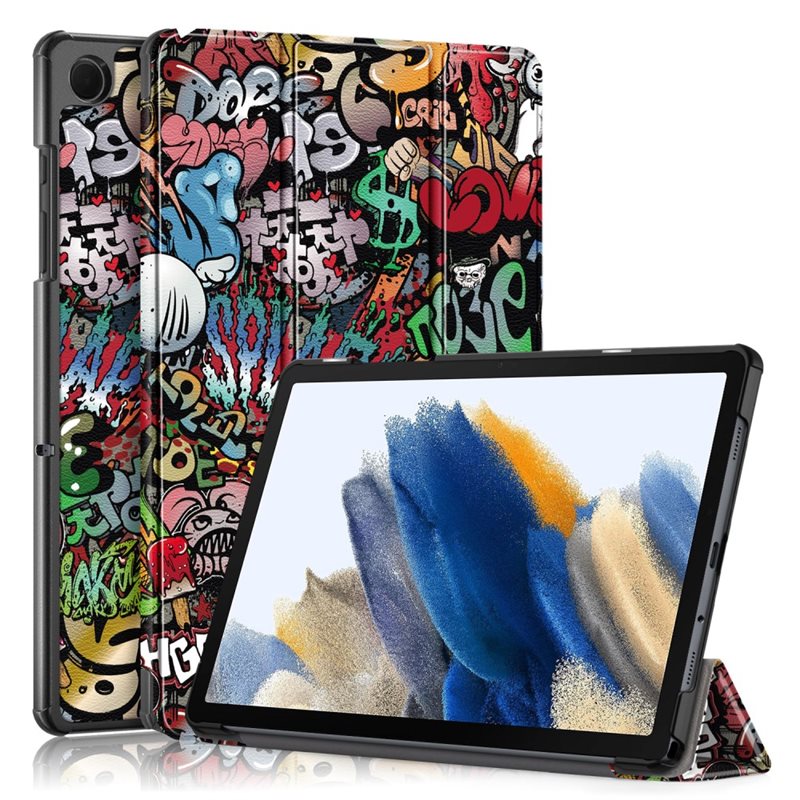 Samsung Galaxy Tab A9 Plus Tri-Fold Fodral, Graffiti - Skyddande fodral med stödfunktion