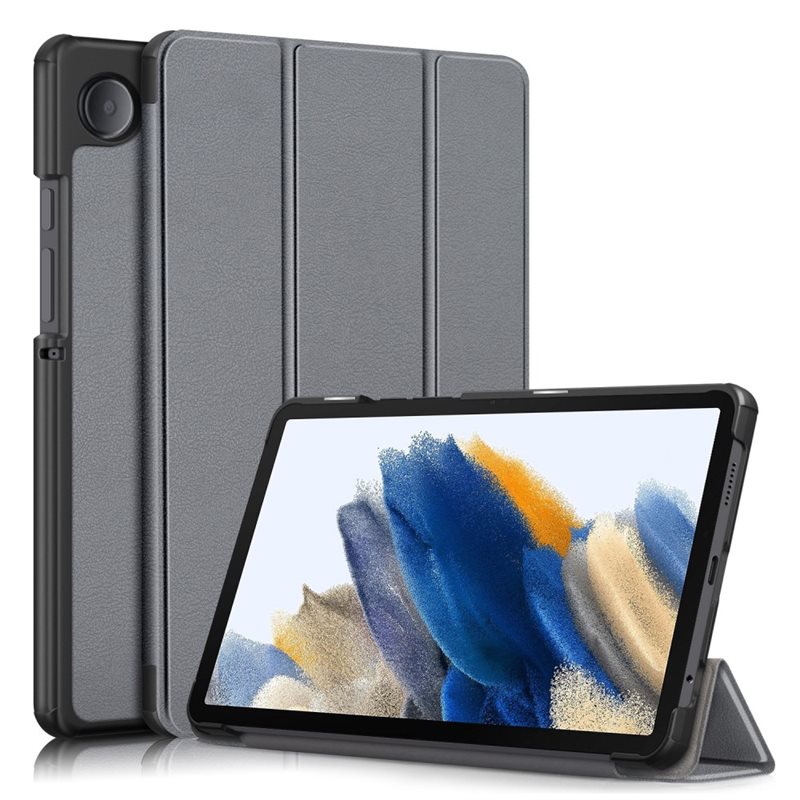 Samsung Galaxy Tab A9 Tri-Fold Fodral, Grå - Skyddande fodral med stödfunktion