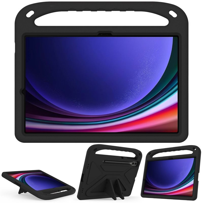 Samsung Galaxy Tab S7 Plus Stöttåligt skal/fodral med handtag - Perfekt för barn, Svart