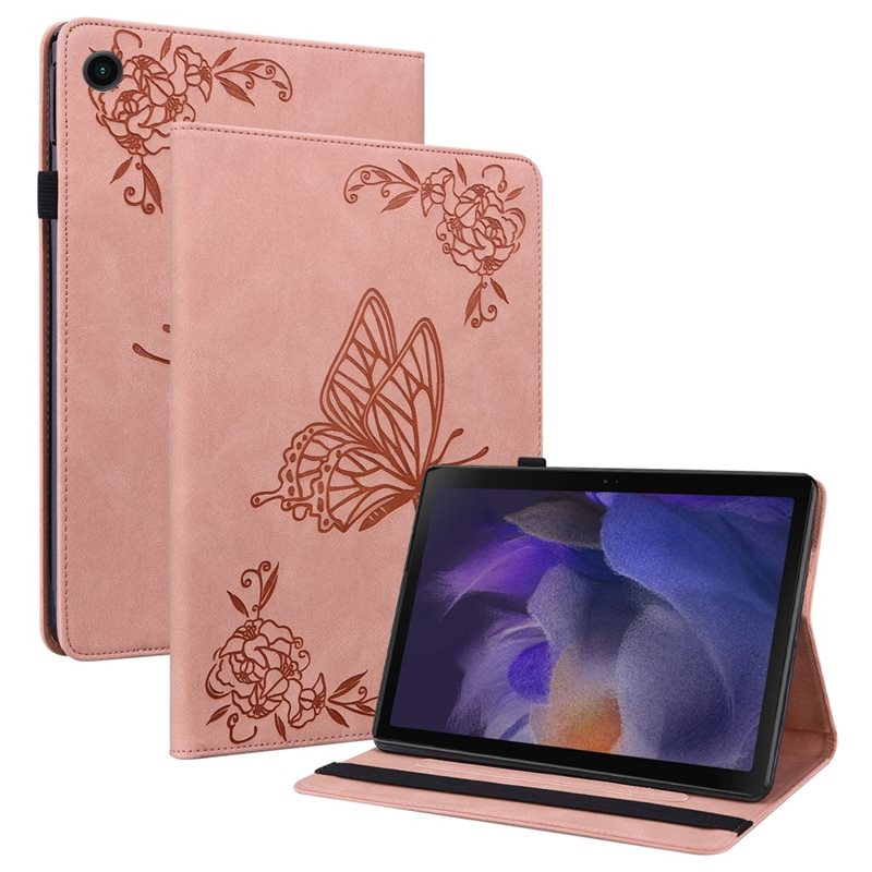 Samsung Galaxy Tab A9 Fodral med fjärilar, Rosa - Skyddande fodral i fin design