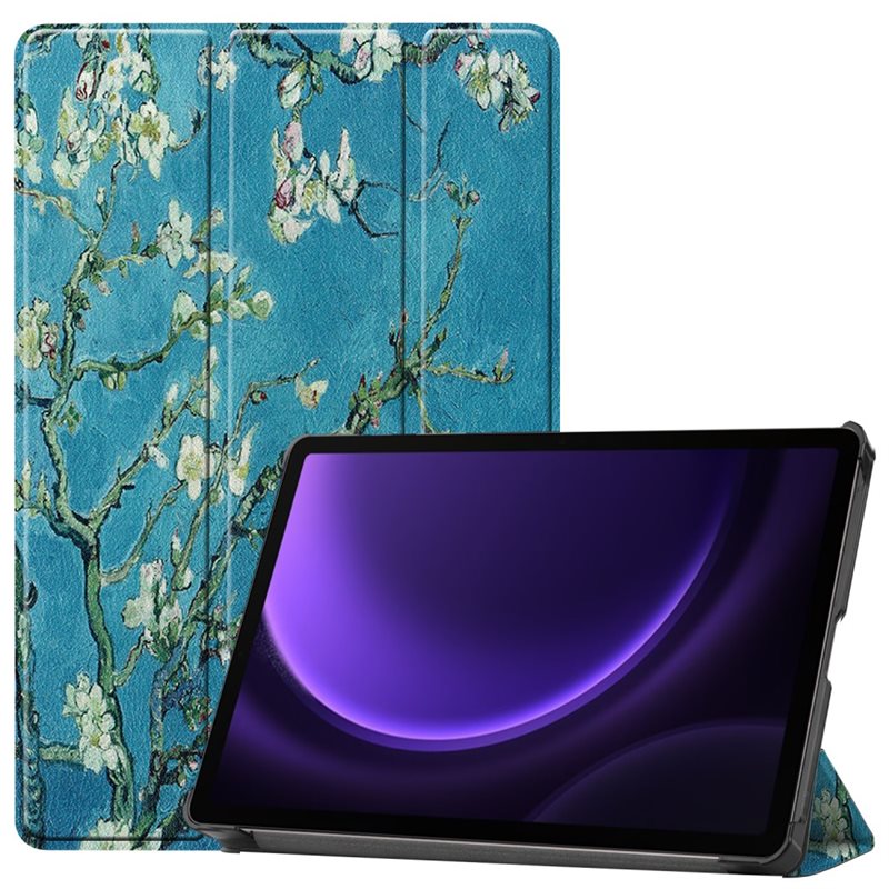 Samsung Galaxy Tab S9 FE Tri-Fold Fodral, körsbärsblommor - Skyddande fodral med stödfunktion
