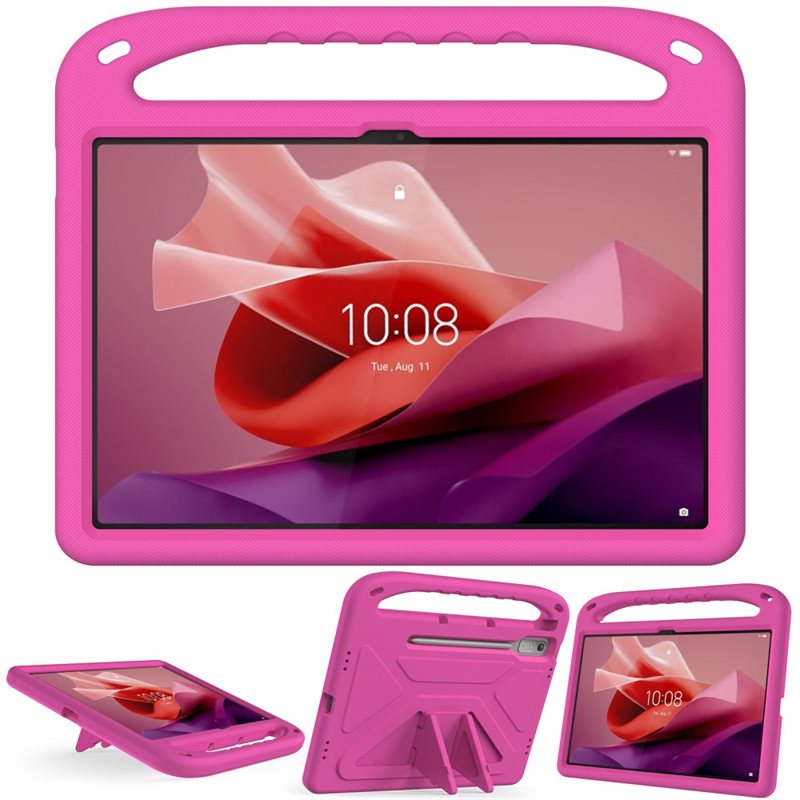 Lenovo Tab P12 Stöttåligt skal/fodral med handtag - Perfekt för barn, Rosa
