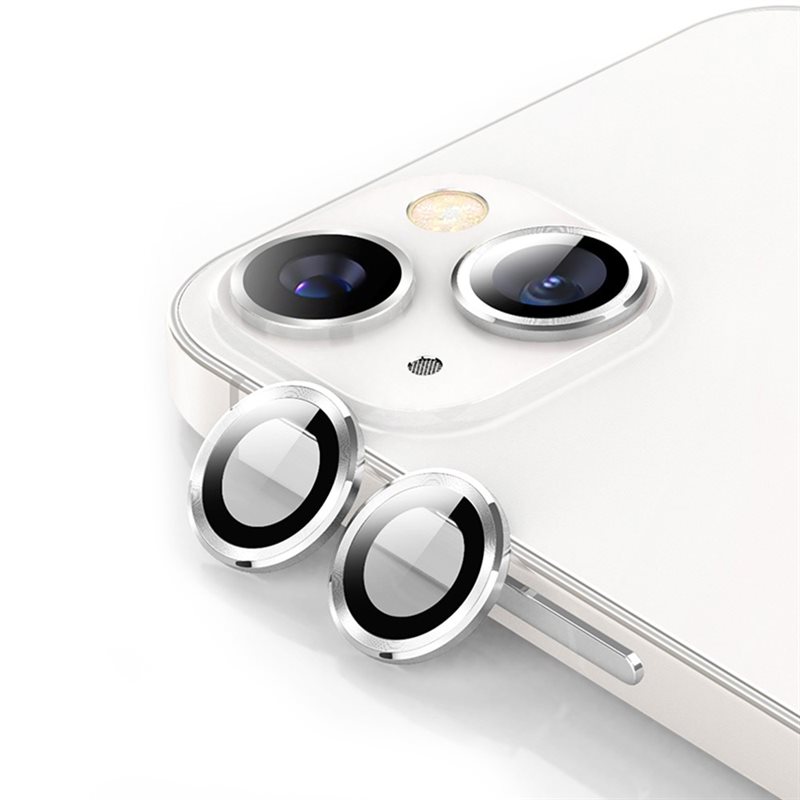 Hat Prince iPhone 14 Plus Linsskydd i glas & aluminium, silver - Tunna färgglada linsskydd som passar med skal