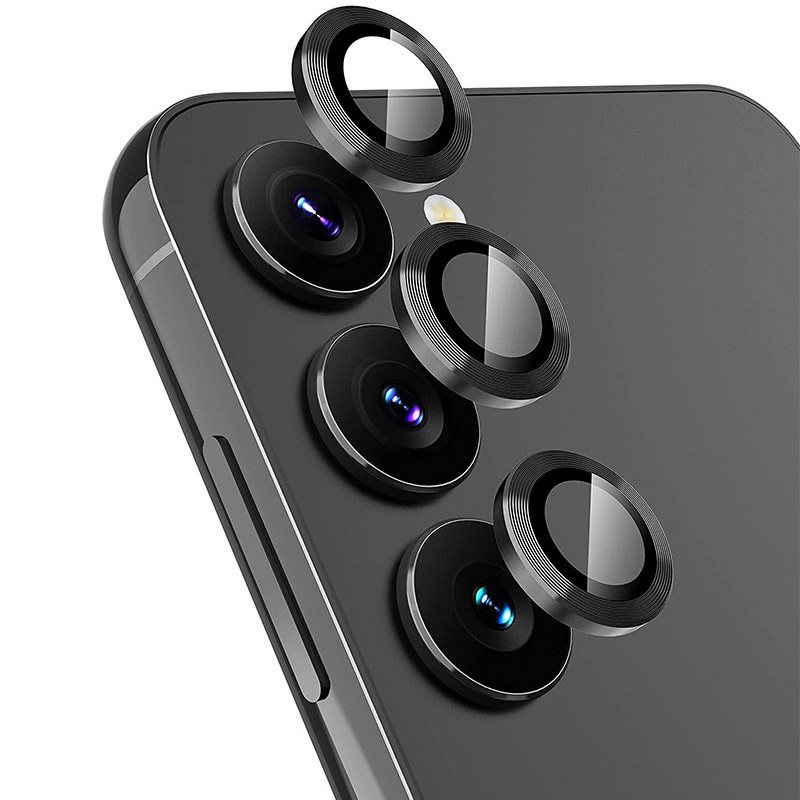 Hat Prince Samsung Galaxy A16 Linsskydd i glas & aluminium, Svart - Tunna färgglada linsskydd som passar med skal
