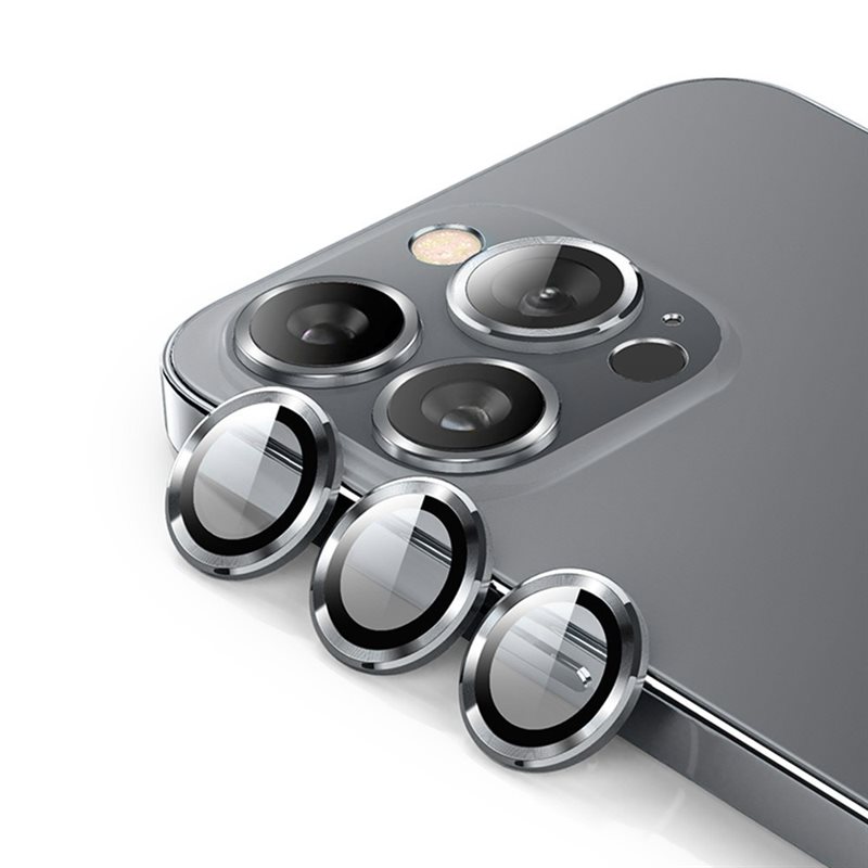 Hat Prince iPhone 15 Pro Max Linsskydd i glas & aluminium, grå - Tunna färgglada linsskydd som passar med skal