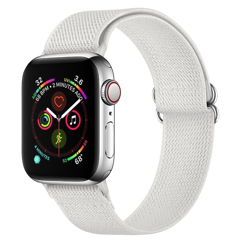 Apple Watch Series 4-6 40mm Armband i resår, Vit - Armband i skön och ventilerande nylon