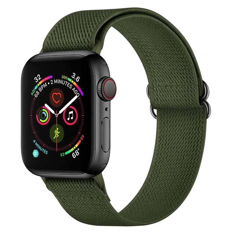 Apple Watch Series 9 45mm Armband i resår, Grön - Armband i skön och ventilerande nylon