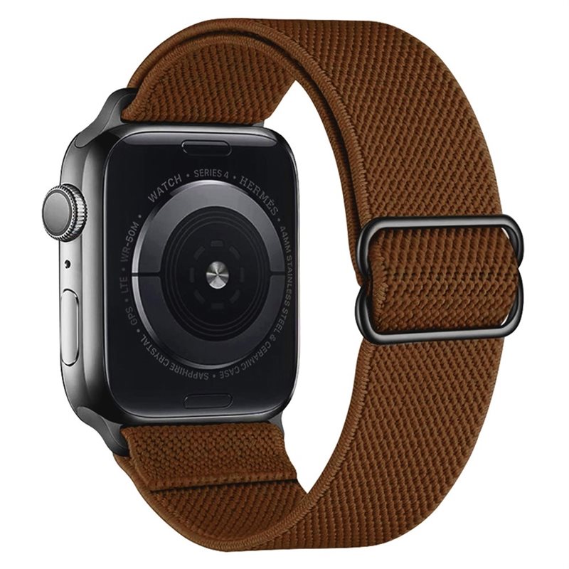 Apple Watch Series 8 41mm Armband i resår, Mörkbrun - Armband i skön och ventilerande nylon