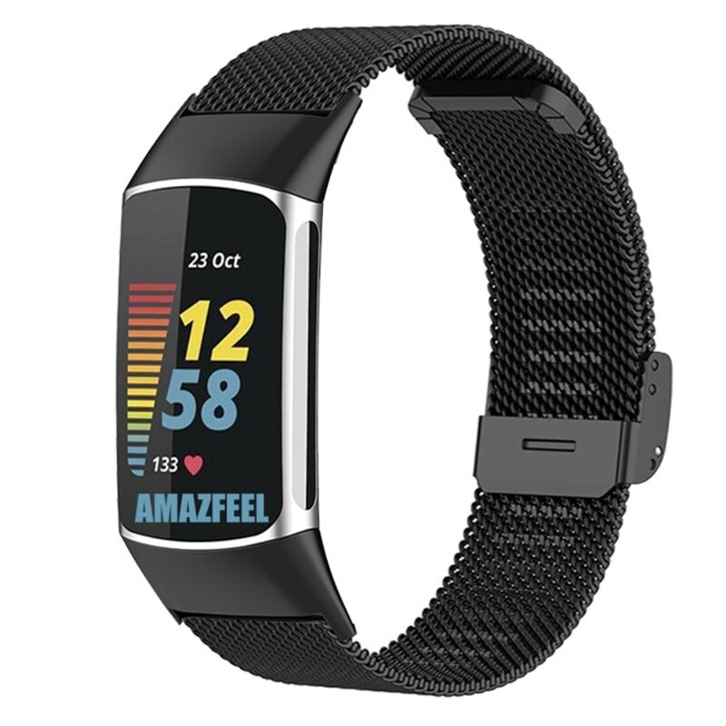 Fitbit Charge 5 Armband i mesh, svart - Snyggt armband i lyxig design