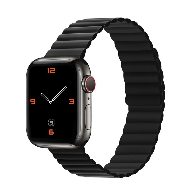 Apple Watch 44mm Armband i silikon med magnetstängning, svart - Armband i silikon med magnetisk stängning