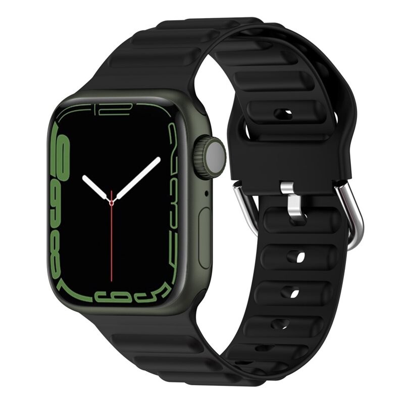 Apple Watch Series 10 42mm Sportigt armband i silikon, svart - Sportigt armband i fin färg