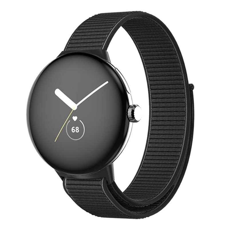Google Pixel Watch 3 45mm Armband i nylon, Svart - Armband i skön och ventilerande nylon