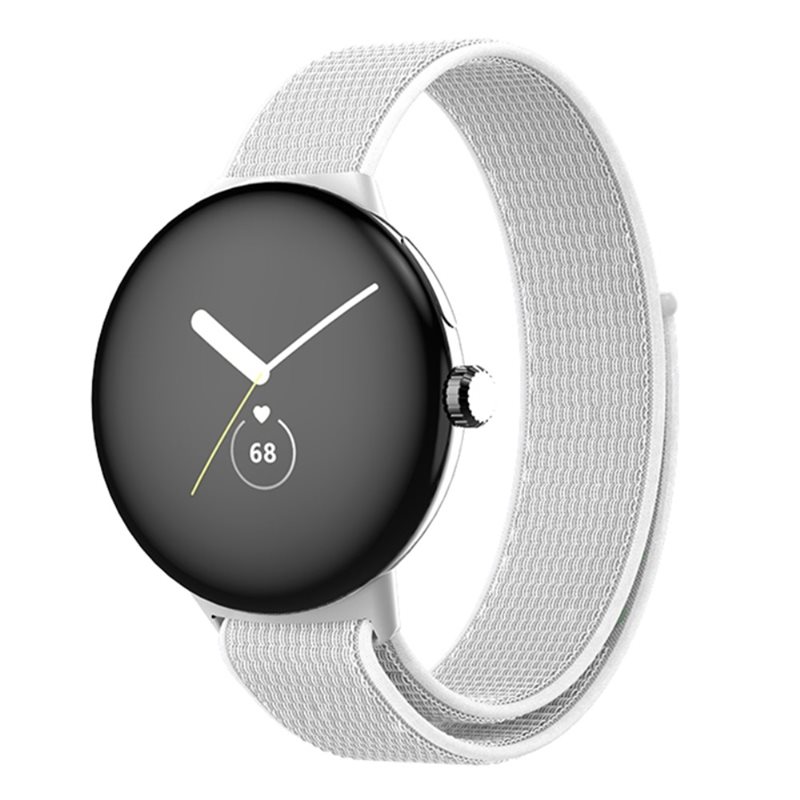 Google Pixel Watch Armband i nylon, Vit - Armband i skön och ventilerande nylon