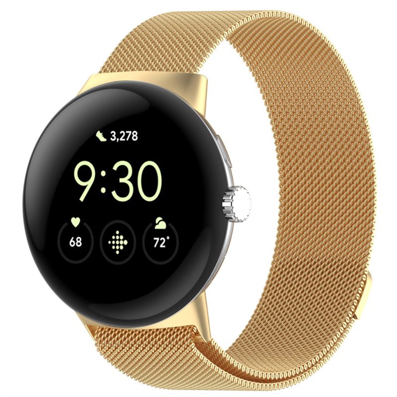 Google Pixel Watch 3 45mm Armband Milanese Loop, Guld - Lyxigt armband med magnetisk stängning - Rostfritt stål