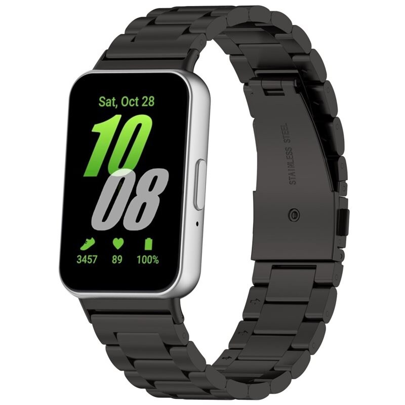 Samsung Galaxy Fit 3 Stilrent länkarmband i metall, Svart - Armband i lyxig och stilren design