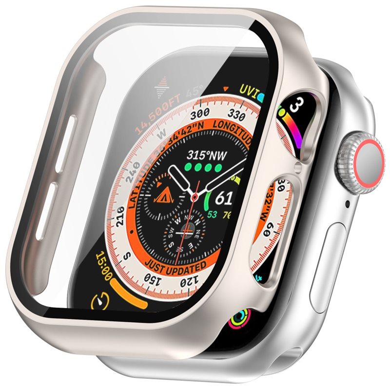 Apple Watch Series 10 46mm Heltäckande skal med inbyggt skärmskydd, Guld - Skydda din klocka från slitage och skador