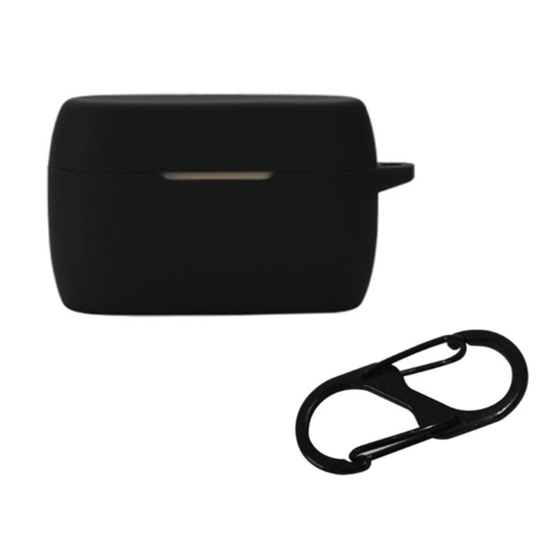 Jabra Elite 5 Silikonskal + karbinhake, svart - Skydda och håll koll på dina hörlurar