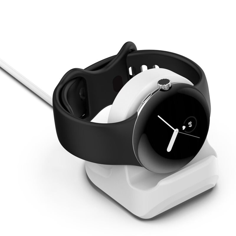 Google Pixel Watch Laddningsställ i silikon, vit - Praktiskt ställ