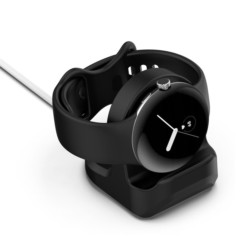 Google Pixel Watch 3 41mm Laddningsställ i silikon, svart - Praktiskt ställ