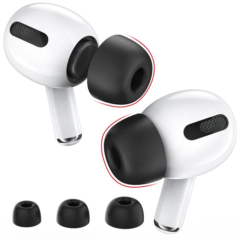 Ahastyle AirPods Pro (3-pack) Ear Tips i memory foam - strl S/M/L, svart - Öronkuddar - Öronpluggar - Öronproppar