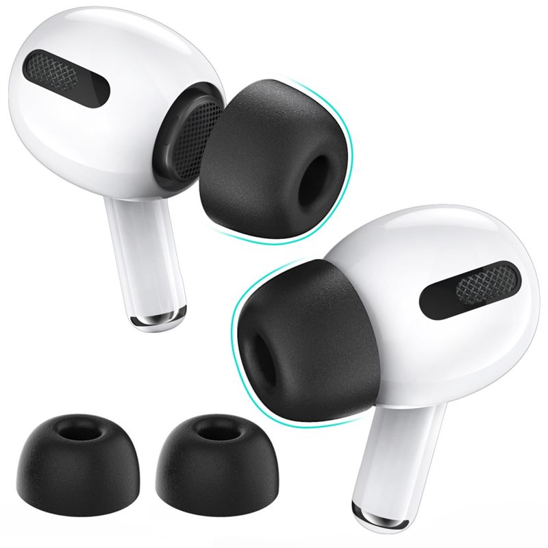 Ahastyle AirPods Pro Ear Tips i memory foam - strl M, svart - Öronkuddar - Öronpluggar - Öronproppar