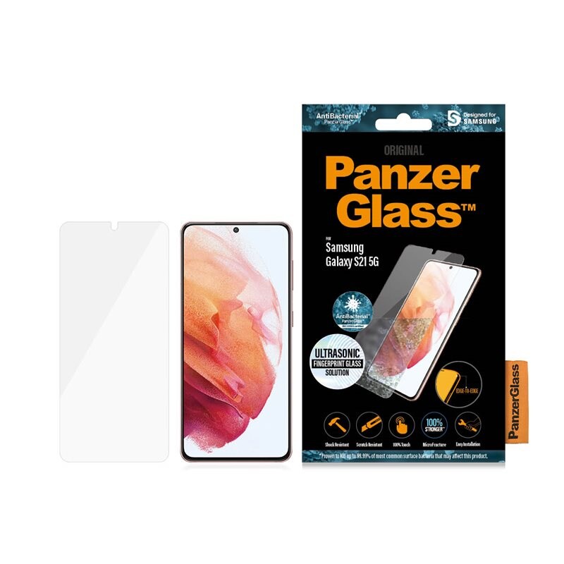 PanzerGlass Samsung Galaxy S21 Skärmskydd i reptåligt härdat glas - Edge-to-Edge - Skärmskydd i härdat glas - Enkel installation