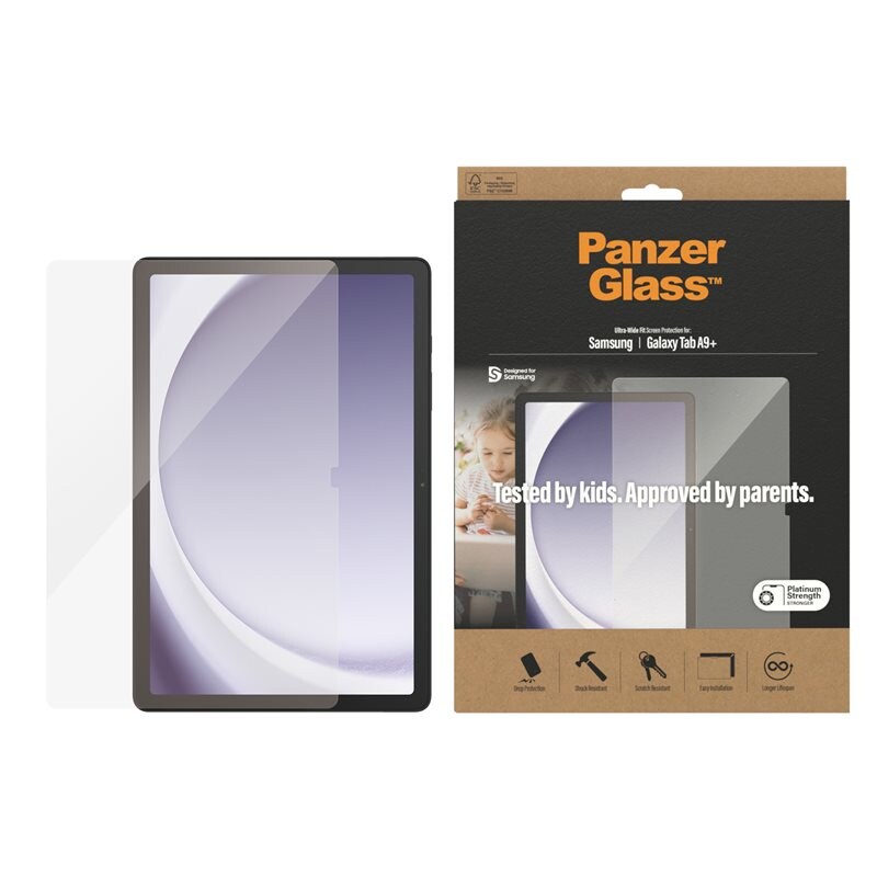 PanzerGlass Samsung Galaxy Tab A9 Plus Skärmskydd i reptåligt härdat glas - Ultra Wide Fit - Skärmskydd i härdat glas