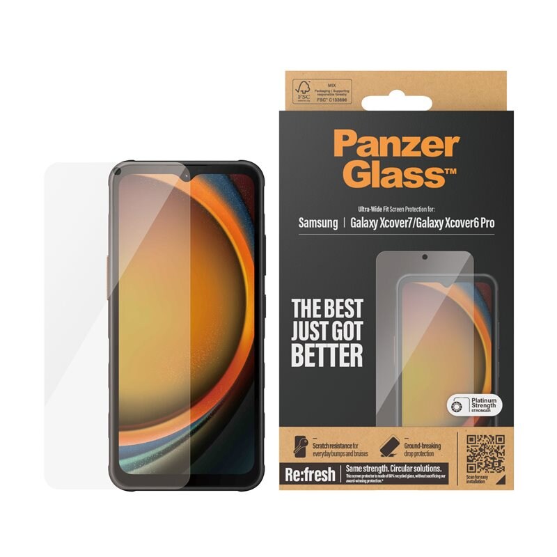 PanzerGlass Samsung Galaxy Xcover 6 Pro Skärmskydd i reptåligt härdat glas - Ultra Wide Fit - Skärmskydd med oslagbar kvalitet. Bästa skyddet för