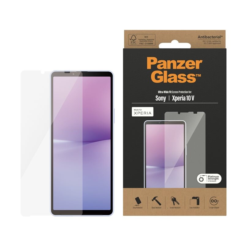 PanzerGlass Sony Xperia 10 V Skärmskydd i reptåligt härdat glas - Ultra Wide Fit - Skärmskydd med oslagbar kvalitet. Bästa skyddet för skärmen