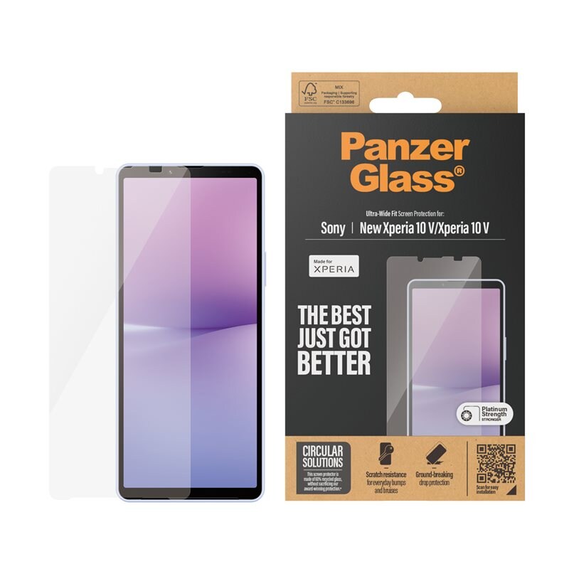 PanzerGlass Sony Xperia 10 VI Skärmskydd i reptåligt härdat glas - Ultra Wide Fit - Skärmskydd med oslagbar kvalitet. Bästa skyddet för skärmen