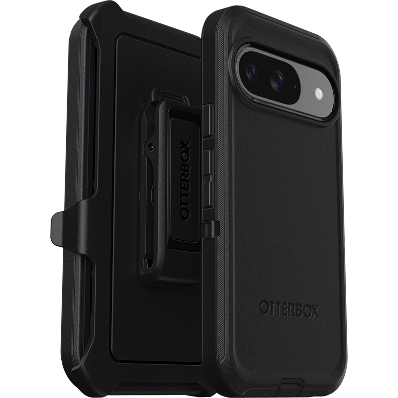 Otterbox Google Pixel 9 Defender - Robust mobilskal med hög skyddsfaktor, Svart - Skal med extremt stötskydd. Hölster med bältesklämma ingår