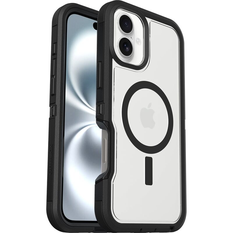 Otterbox iPhone 16 Plus Defender XT Riktigt stöttåligt MagSafe-skal, Svart/transparent