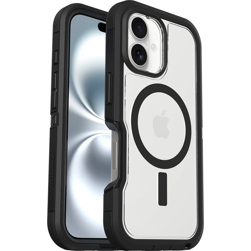 Otterbox iPhone 16 Defender XT Riktigt stöttåligt MagSafe-skal, genomskinlig/svart
