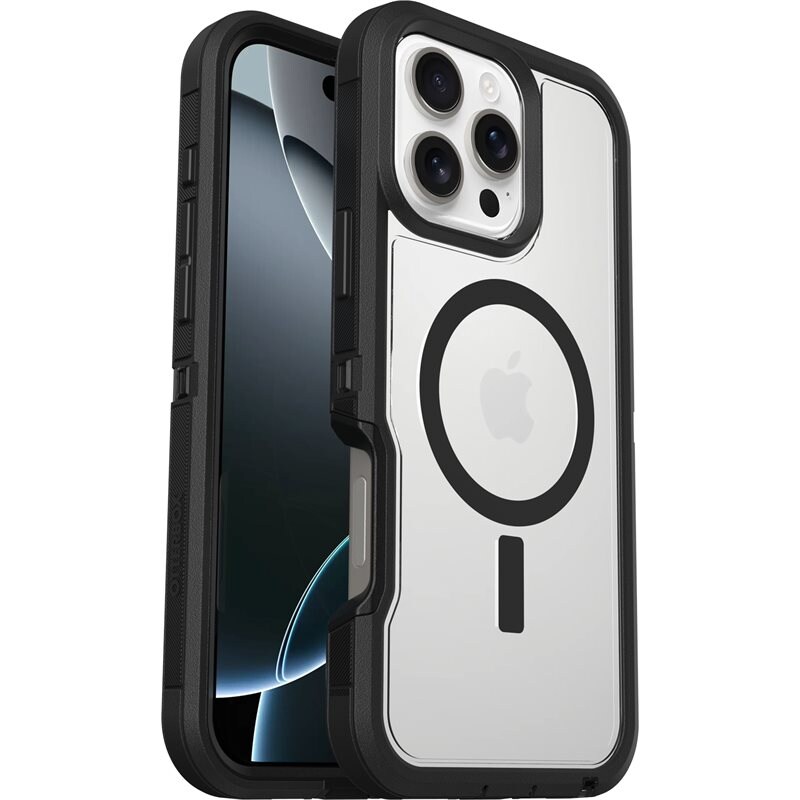 Otterbox iPhone 16 Pro Max Defender XT Riktigt stöttåligt MagSafe-skal, Svart/transparent