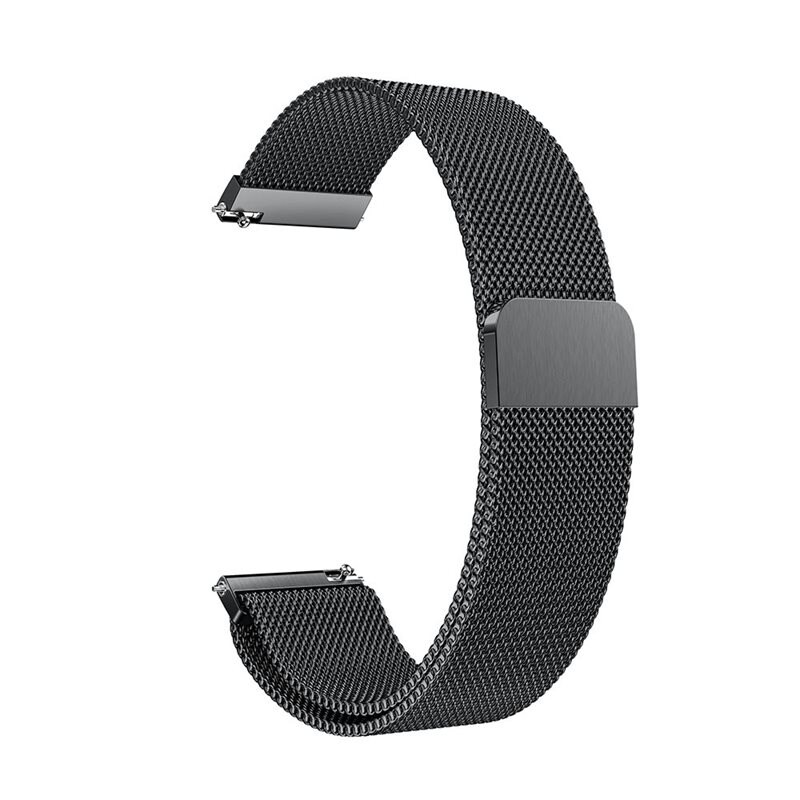 Universal 20mm Armband Milanese Loop, svart - Lyxigt armband med magnetisk stängning - Rostfritt stål