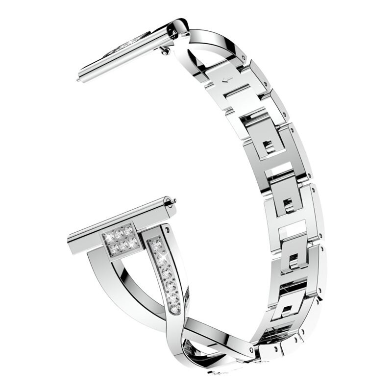 Samsung Galaxy Watch Active Smalt länkarmband med glittrande stenar, silver - Fint armband med glittrande stenar i snygg design