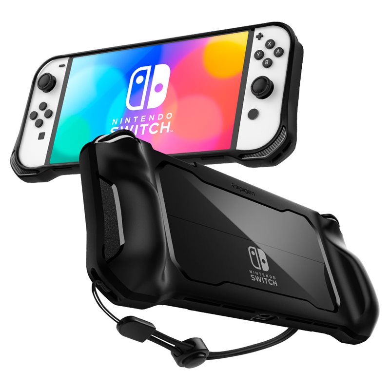 Spigen Nintendo Switch OLED Rugged Armor-skal, Black - Skyddande skal